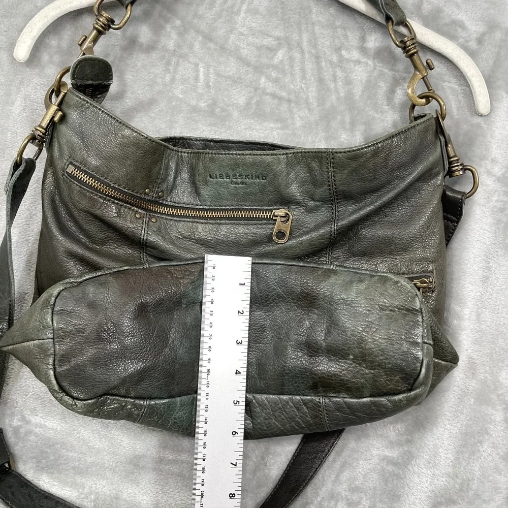 Liebeskind Berlin Double Esther Leather Green Satchel Purse Crossbody Bag